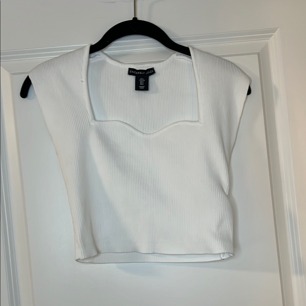 Sincerely Jules White Sleeveless Crop Tank Top